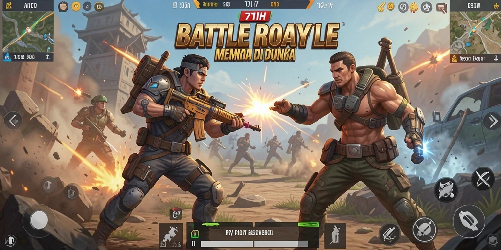 Screenshot gameplay 71H yang menunjukkan aksi Battle Royale yang intens.