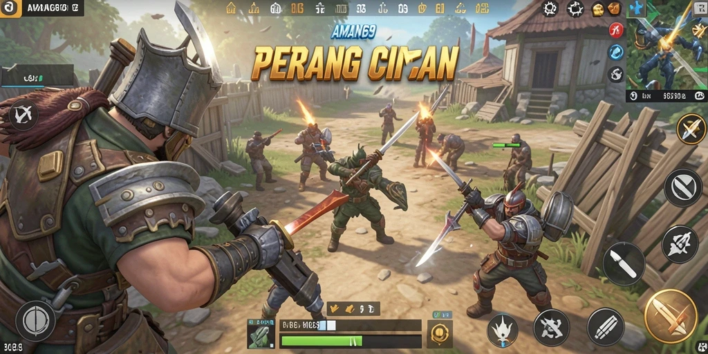 Tampilan aksi seru di <strong>AMAN69</strong> saat pemain bertempur di medan perang Battle Royale.