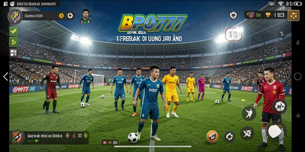 Gameplay mendebarkan dalam <strong>BPO777</strong> yang menampilkan pertarungan tim sepak bola.