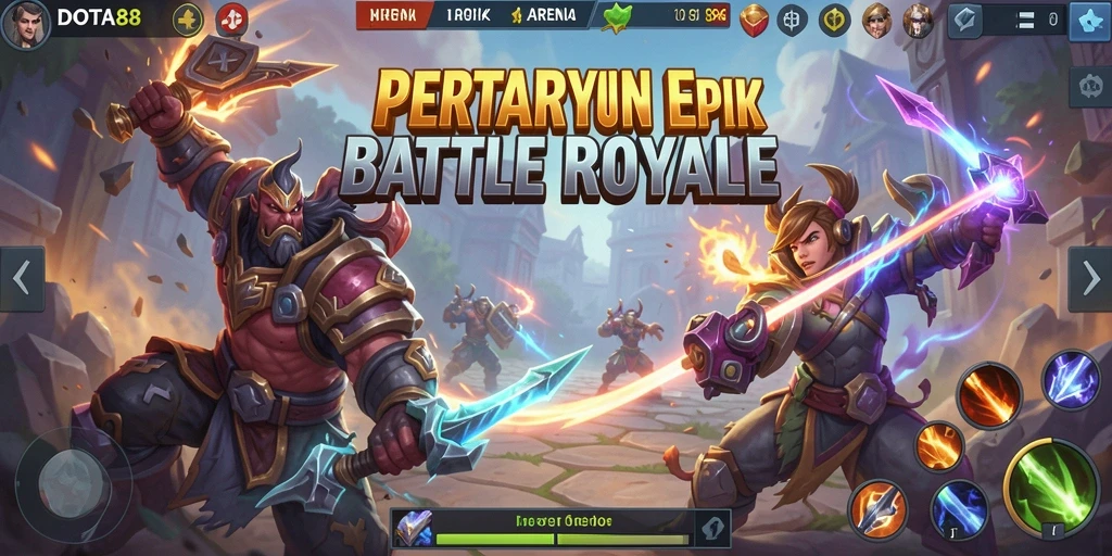 Gameplay seru DOTA88 dengan pertempuran Battle Royale yang mendebarkan.