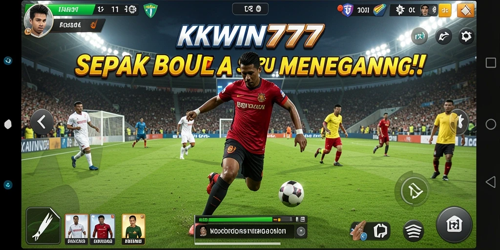 Tampilan menarik dari gameplay sepak bola yang mendebarkan.