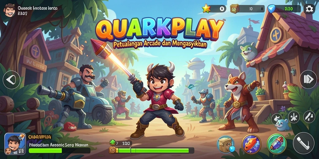Tampilan gameplay seru dari QUARKPLAY yang menampilkan aksi arcade yang mendebarkan.