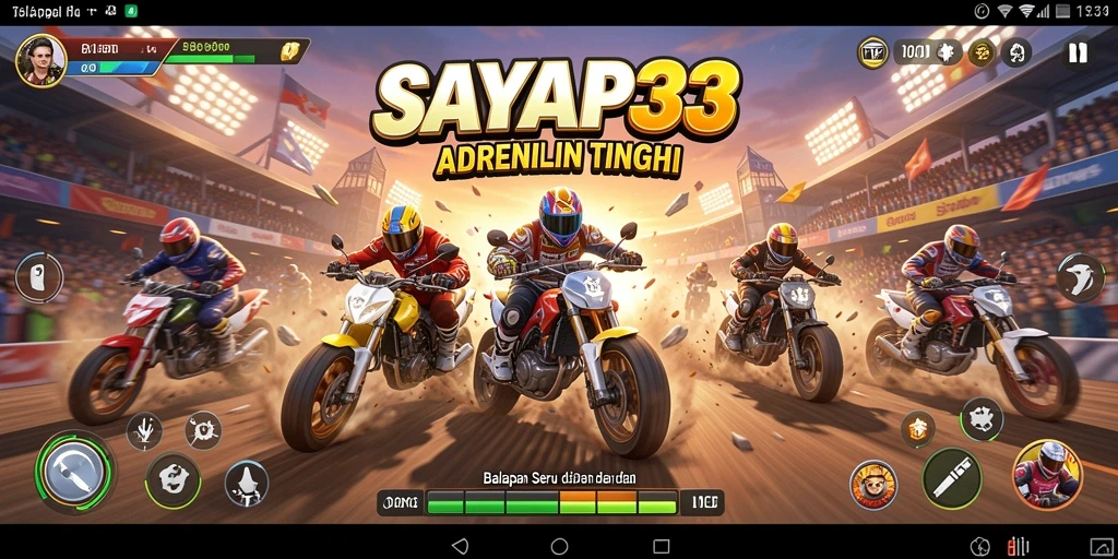 Tampilan gameplay balapan yang mendebarkan di SAYAP33.