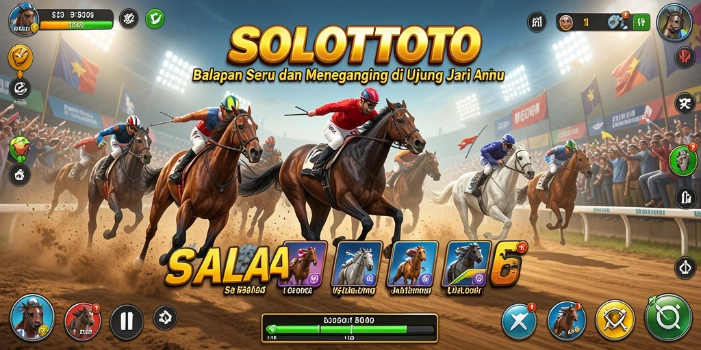 Tampilan gameplay balapan menegangkan dalam SOLOTOTO.